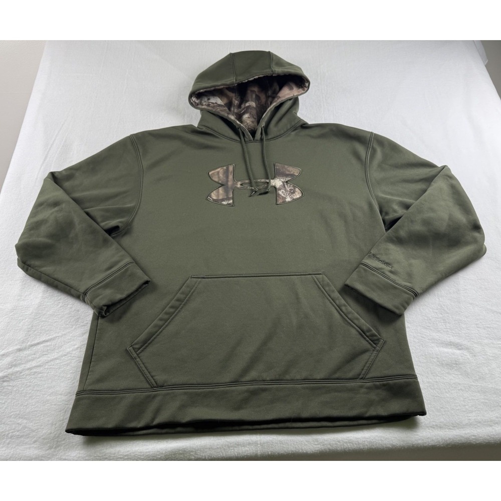 Under Armour Hoodie Mens Large Green Camo Mossy Oak Break Up Infinity Storm